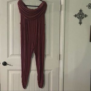 2X tube top pant jumpsuit with pockets